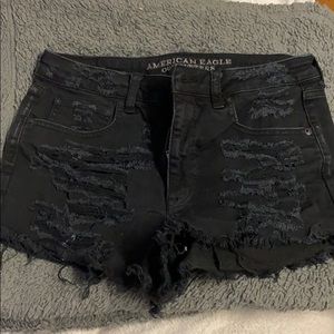 AE black ripped jean shorts